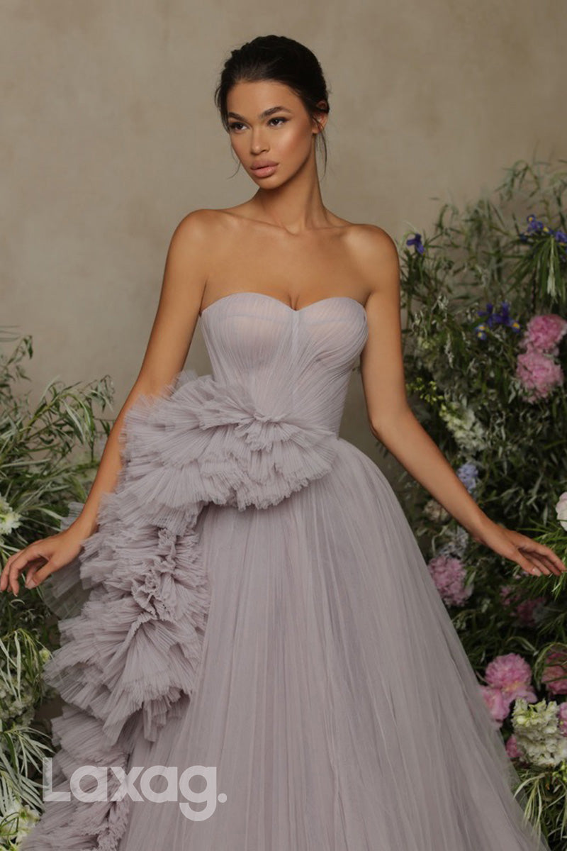 12702 - Lilac Strapless Tulle Appliques Ball Gown Evening Dresses