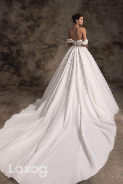 13506 - Elegant Off-Shoulder Sweetheart Long Sweep Lace Wedding Dress