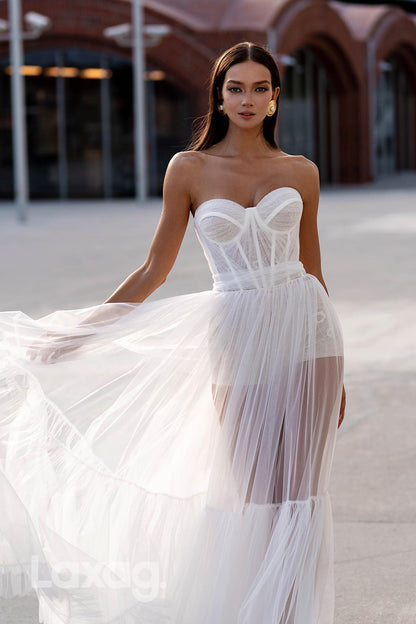 12561 - Luxurious Strapless Empire Sheer Tulle Wedding Dress