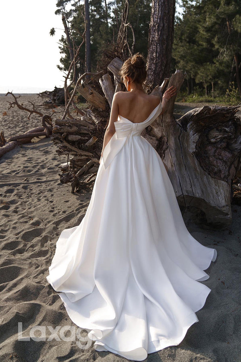 12569 - Long Off-Shoulder Sweetheart Split Wedding Dress