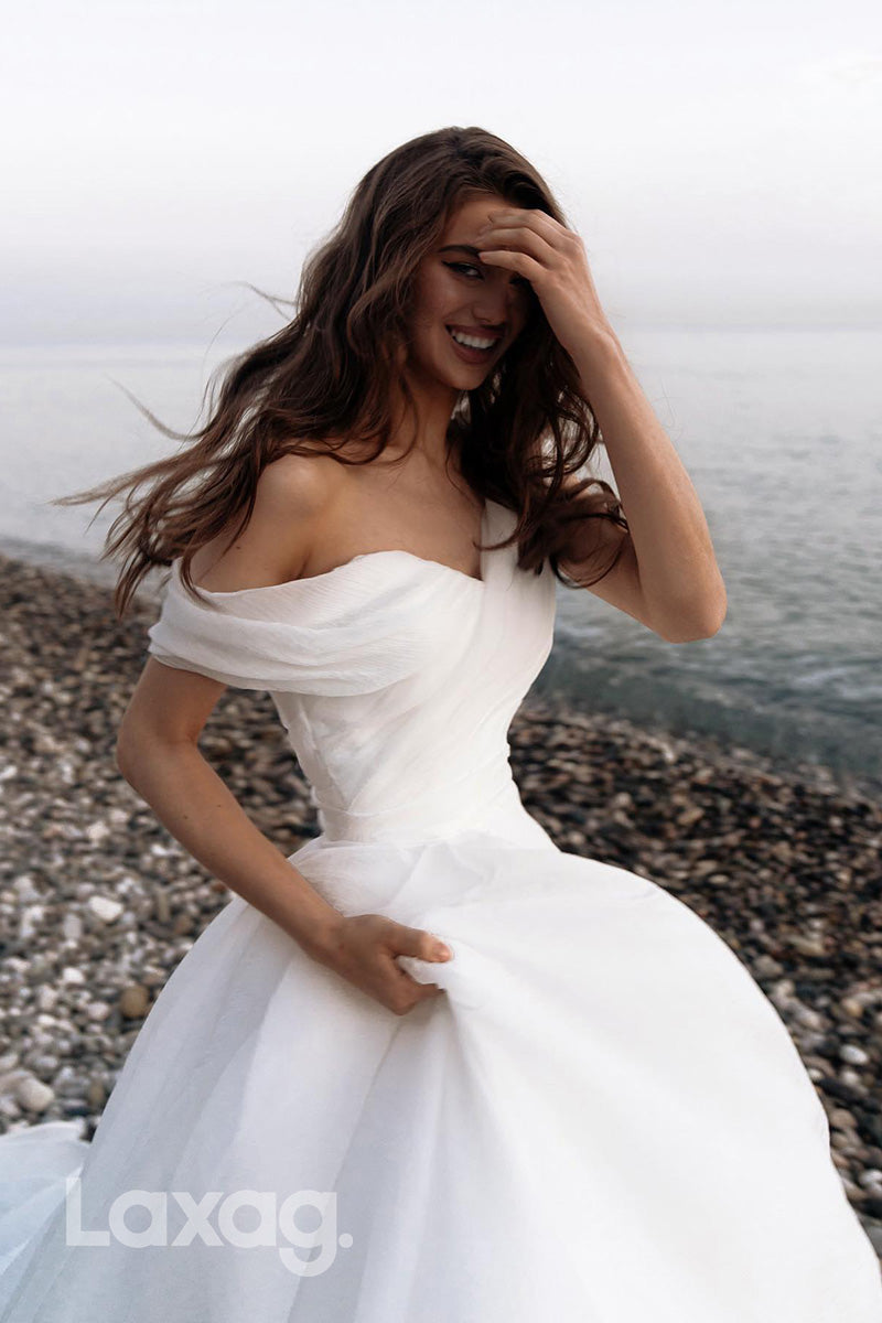 12578 - Tulle One Shoulder Sleeveless Long Wedding Dress