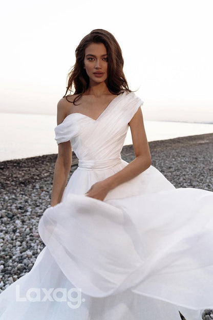 12578 - Tulle One Shoulder Sleeveless Long Wedding Dress