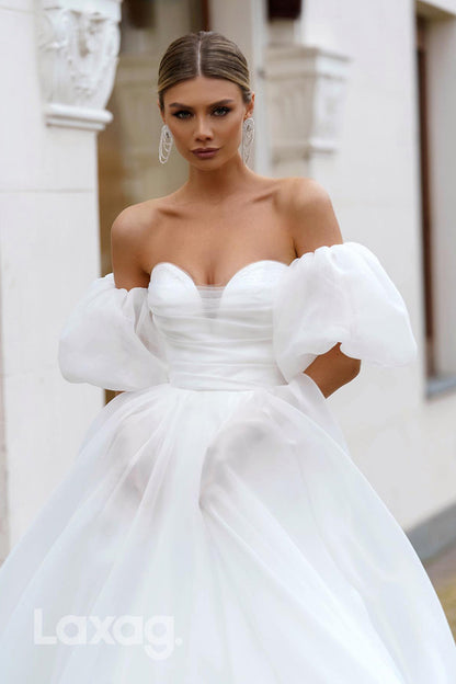 12580 - Strapless Off the Shoulder Tiered Sweep Wedding Dress