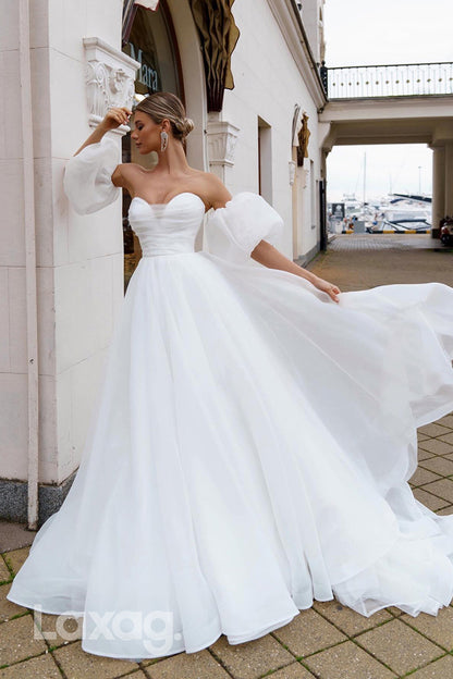 12580 - Strapless Off the Shoulder Tiered Sweep Wedding Dress