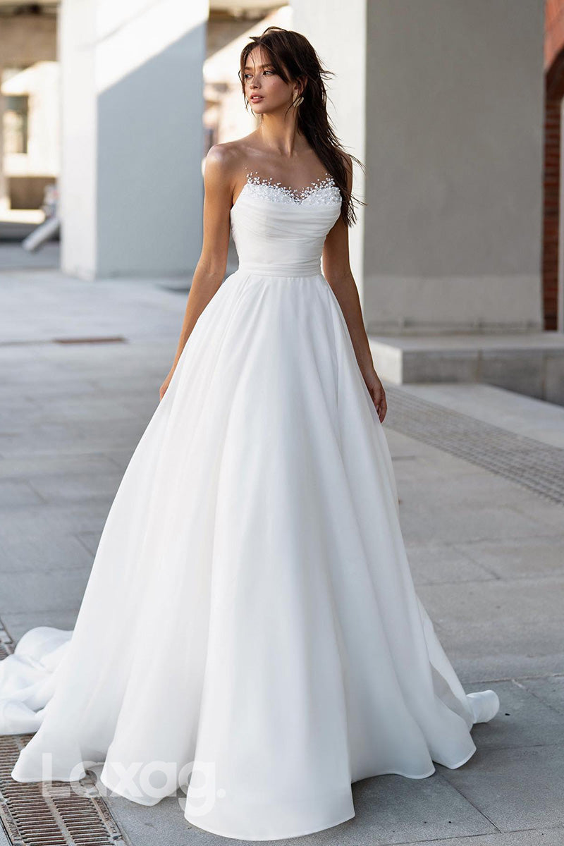 12585 - Formal Sweetheart Empire Pearls Appliques Bridal Dress
