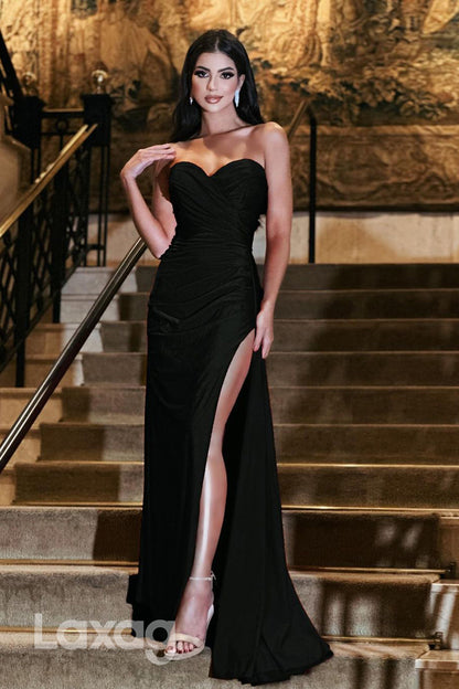 21897 - Sweetheart Ruched Side Slit Mermaid Long Formal Prom Dress
