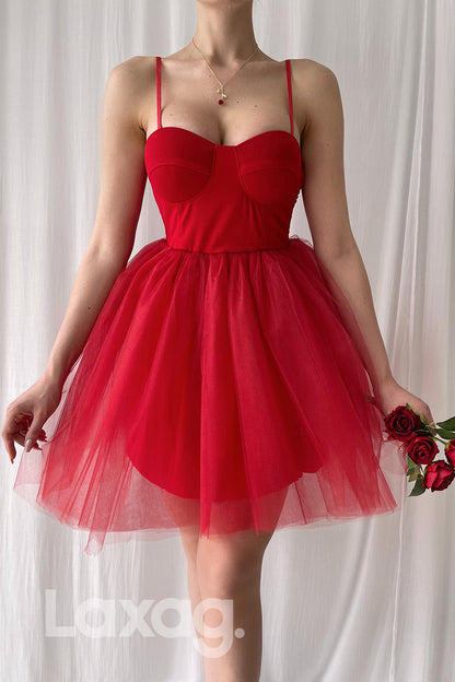 12184 - Spaghetti Straps Short Party Dress Cute Homecoming Dress