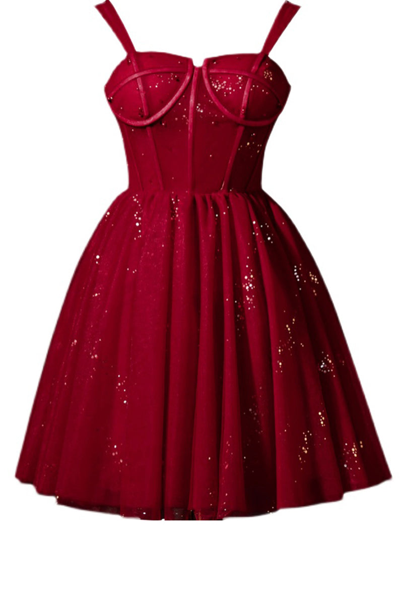 12191 - Double Straps Sparkly Short Homecoming Dress