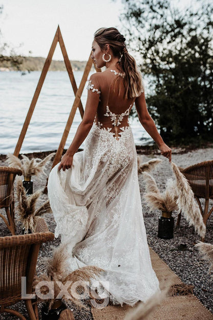 13511 - Allover Lace Off The Shoulder Bohemian Wedding Dress