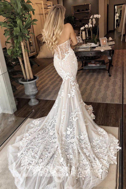 15568 -  Sweetheart Neck Sleeveless Lace Mermaid Wedding Bridal Gown