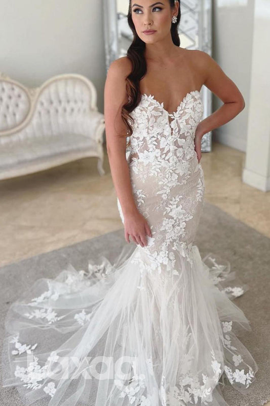 15589 -_Sweetheart Lace Appliques Mermaid Wedding Bridal Gown