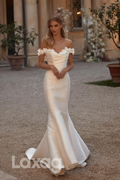 15595 -_Off Shoulder Appliqued Wedding Dress With Detachable Skirt