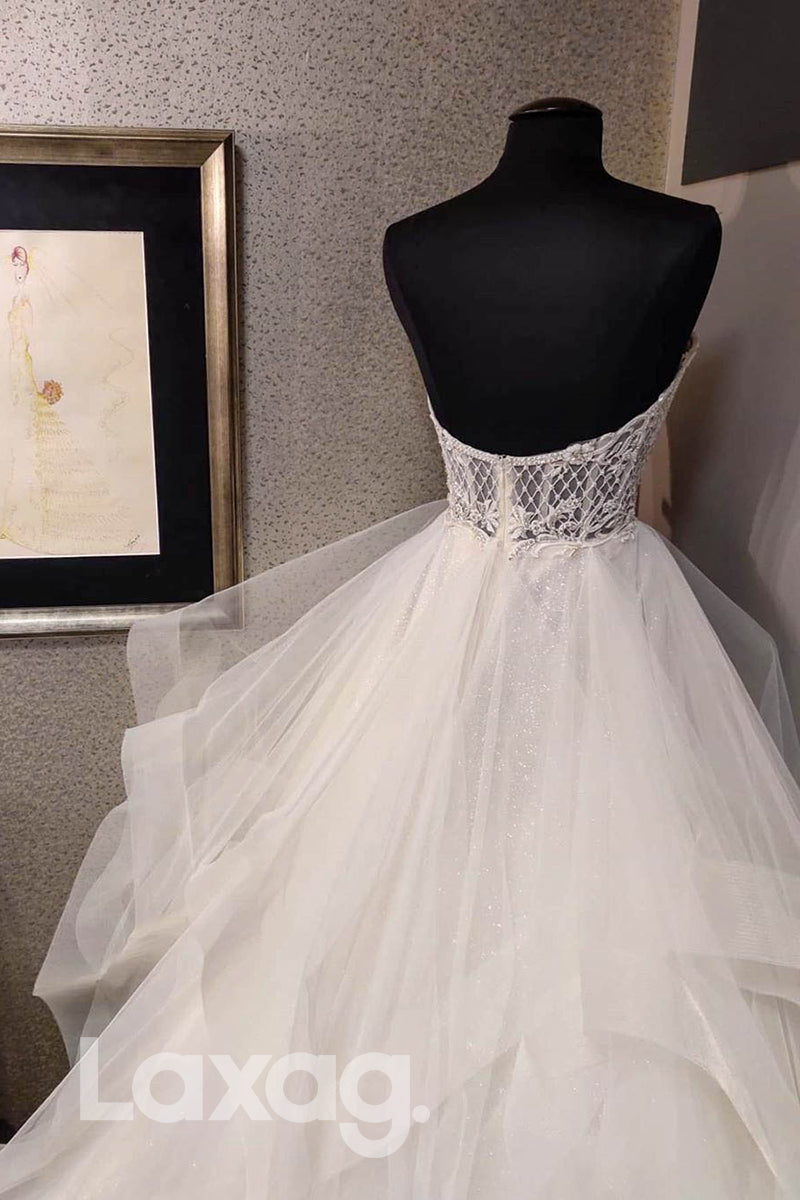 12590 - Sweetheart Beaded Bodice Ball Gown Wedding Dress|LAXAG