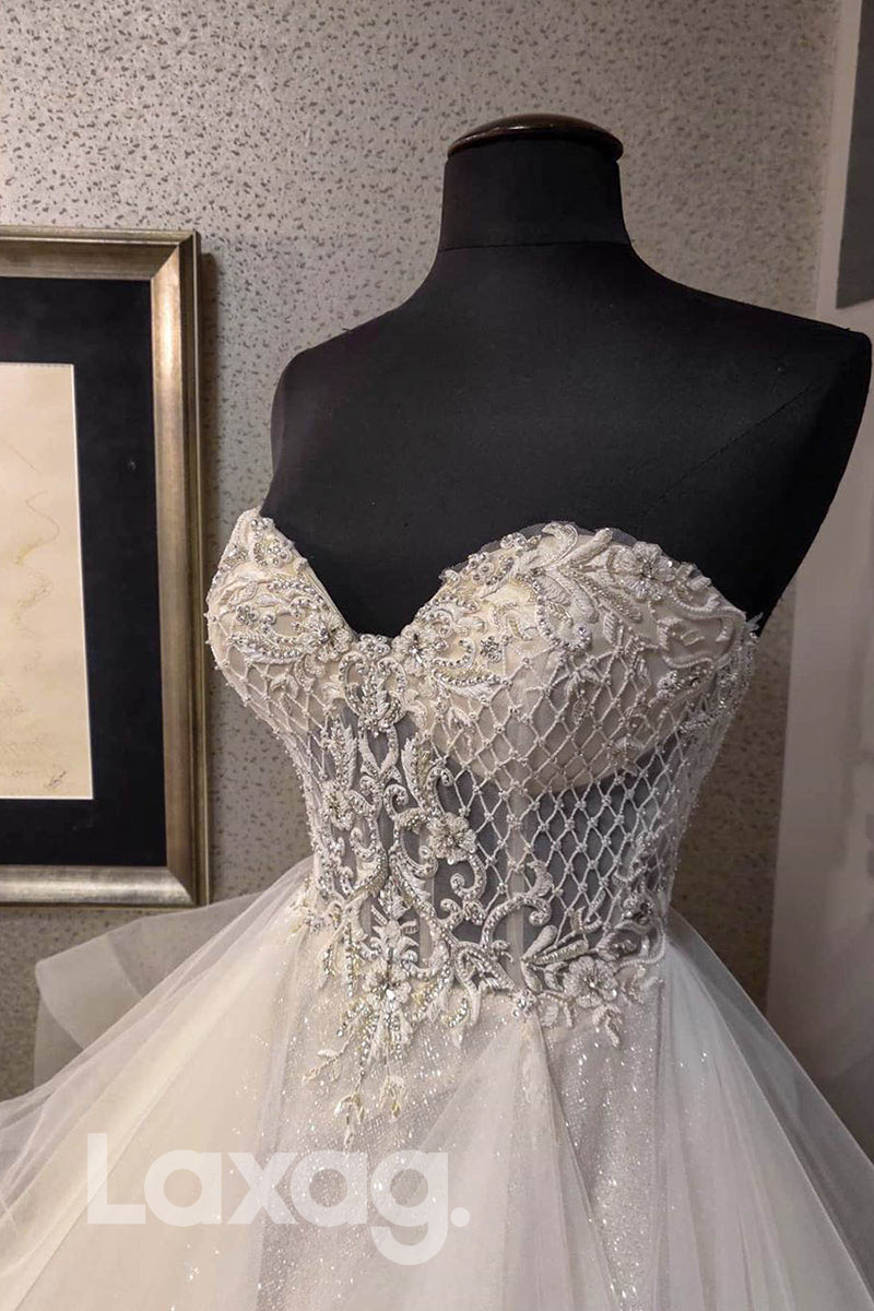 12590 - Sweetheart Beaded Bodice Ball Gown Wedding Dress|LAXAG