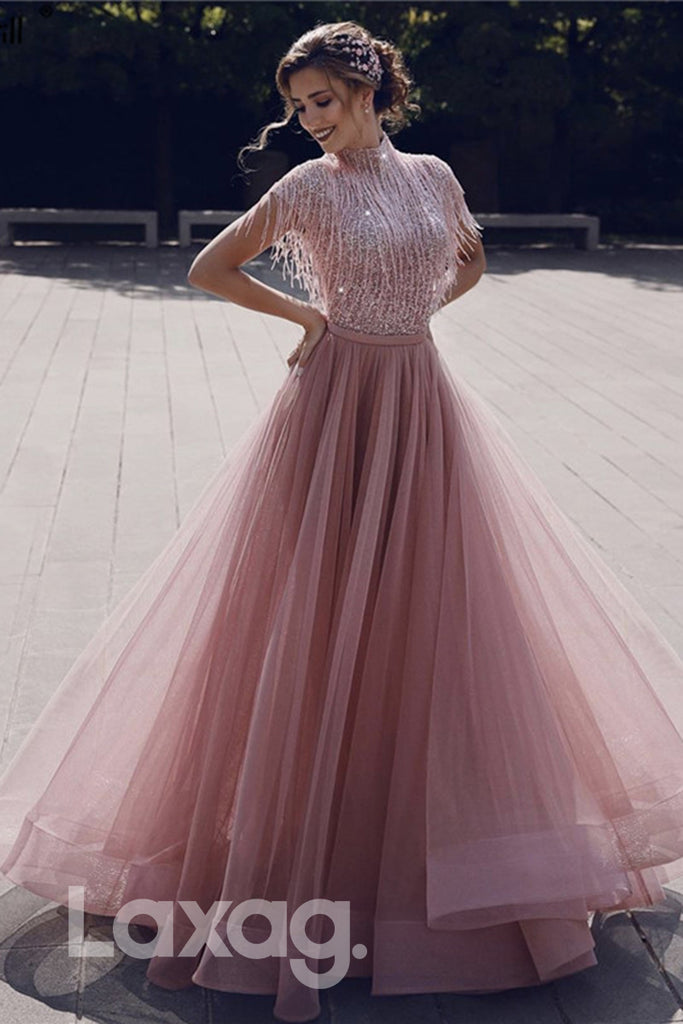 16703 - Unique High Neck Sequins Formal Evening Dress|LAXAG