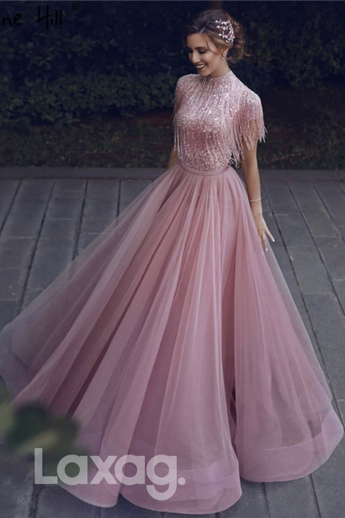 16703 - Unique High Neck Sequins Formal Evening Dress|LAXAG