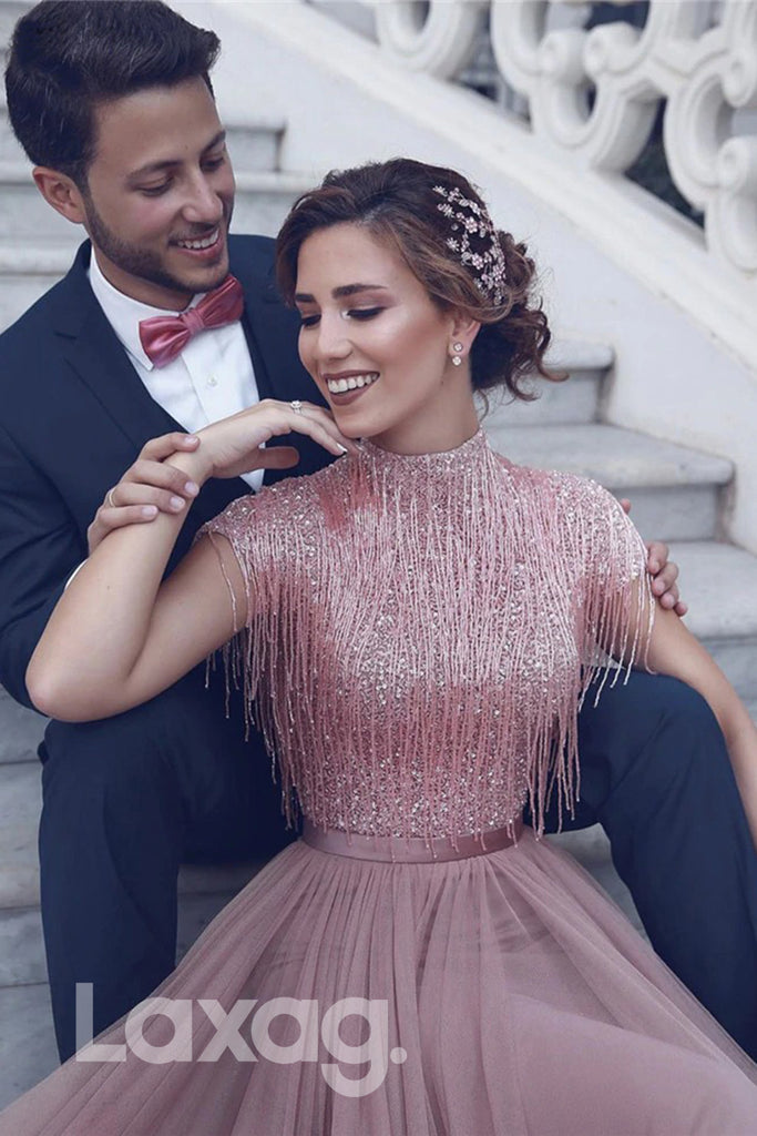 16703 - Unique High Neck Sequins Formal Evening Dress|LAXAG
