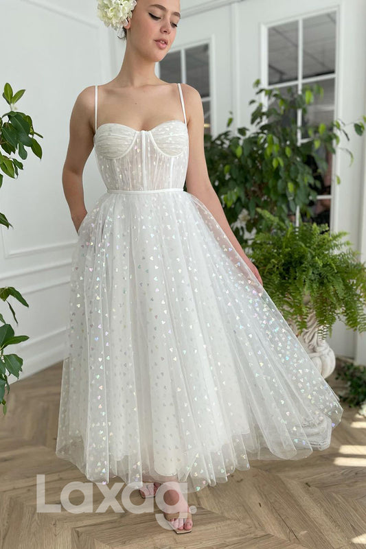 16781 - A-line Spaghetti Straps Tulle Senior Prom Dress|LAXAG