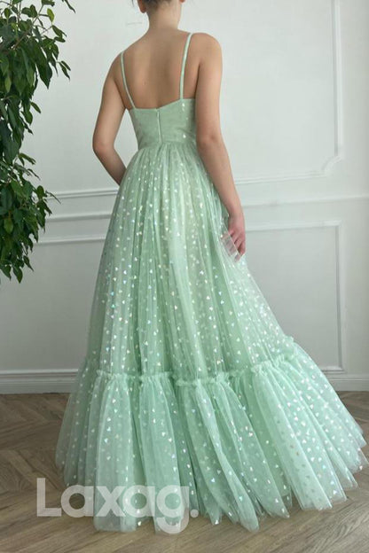 17709 - A-line V-neck Tulle Long Prom Dress