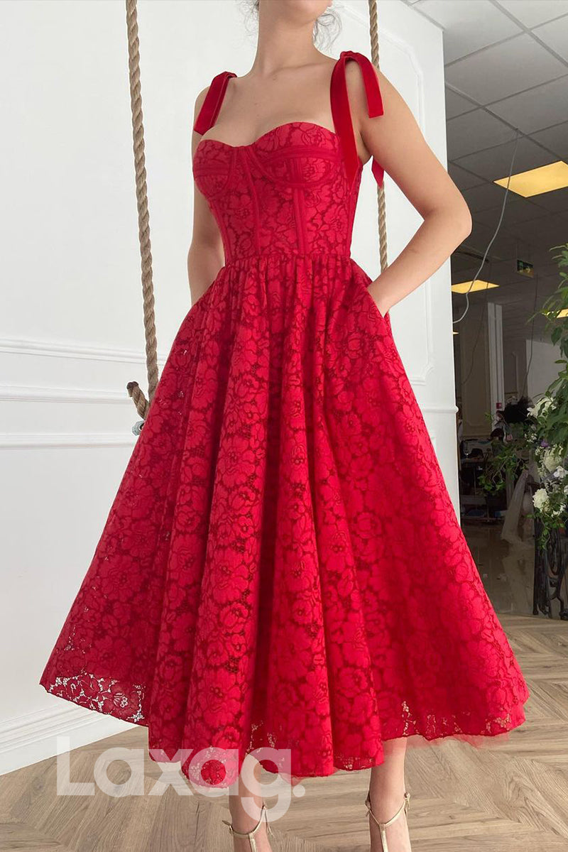 16849 - A-line Sweetheart Lace Prom Dress with Pockets|LAXAG