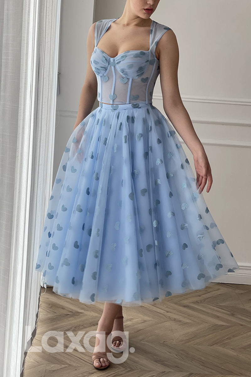 17733 - A-line Sweetheart Cap Sleeves Prom Dress|LAXAG