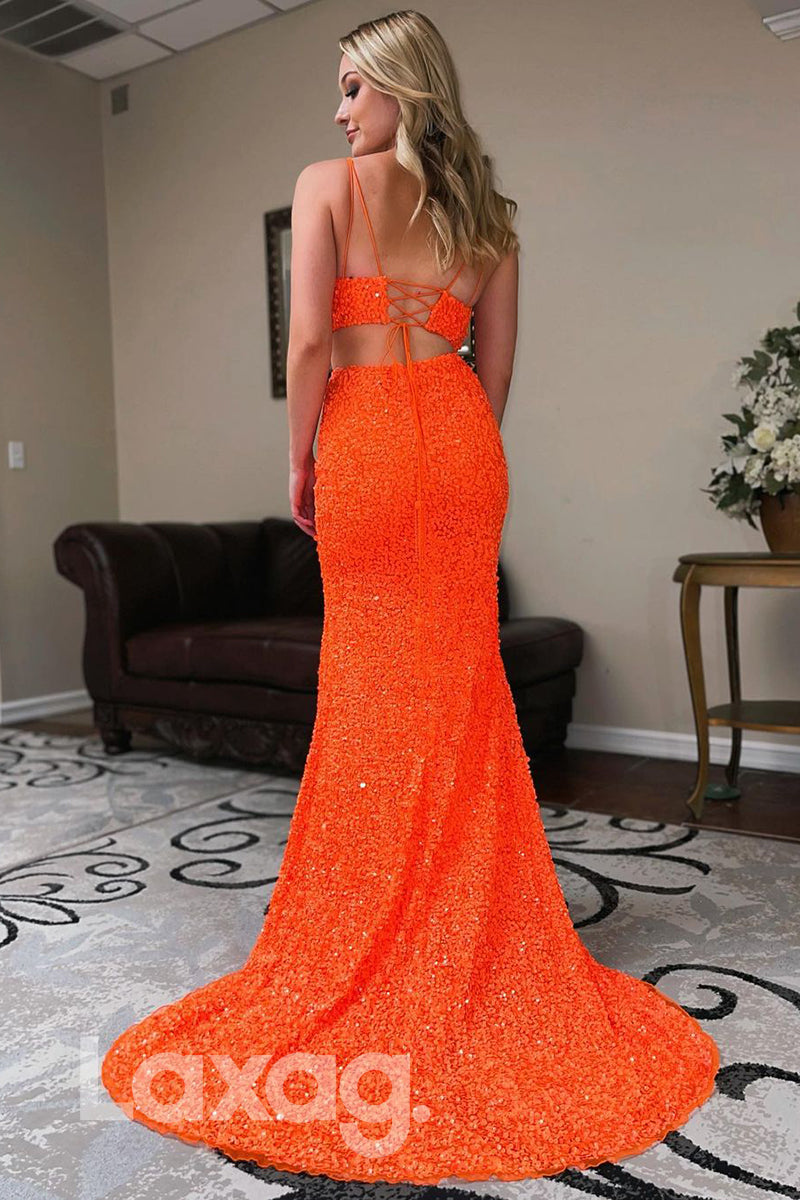 17773 - Spaghetti Straps Sequins Two-Piece Prom Dress |LAXAG