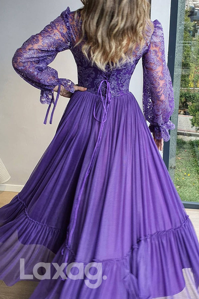 17781 - Women's Scoop Long Sleeves Long Formal Evening GownLAXAG