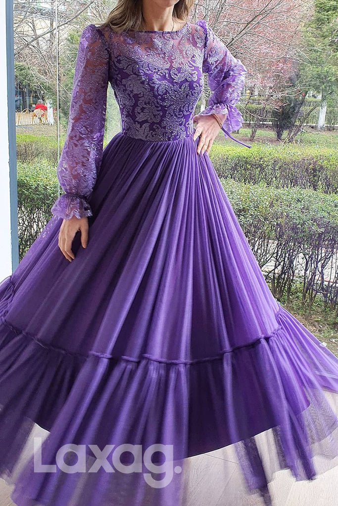 17781 - Women's Scoop Long Sleeves Long Formal Evening GownLAXAG