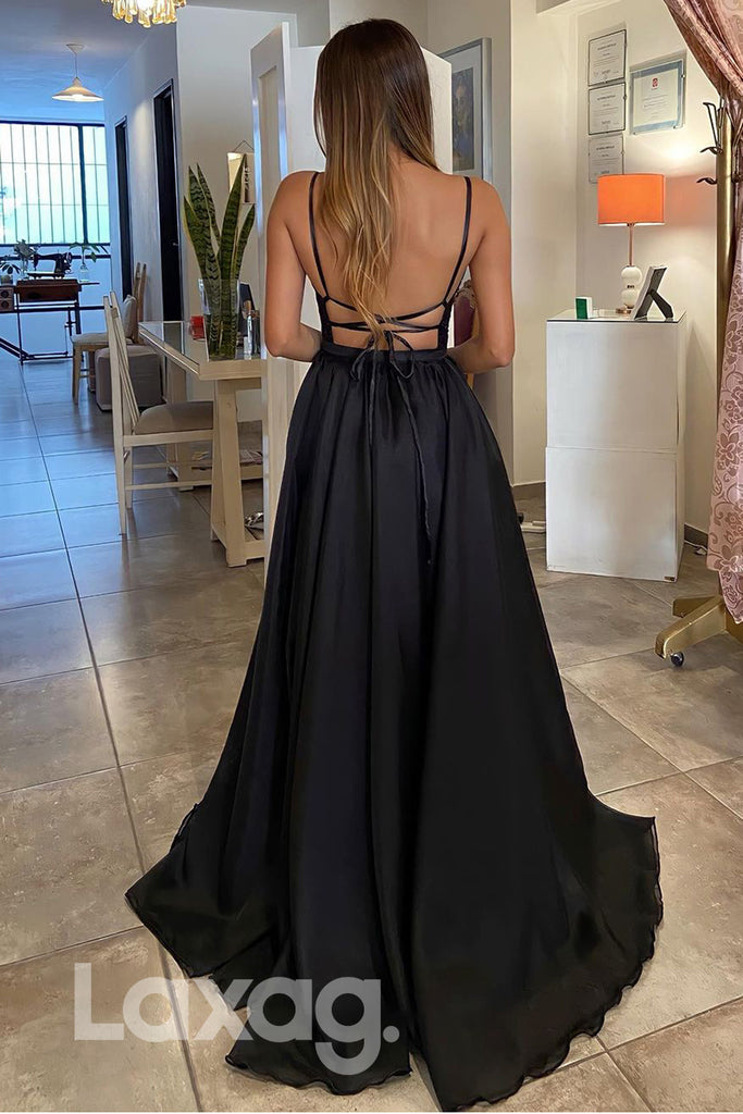17790 - Attractive V-Neck Sequin Long Prom Dress with Slit|LAXAG
