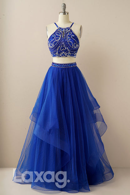 18779 - Chic Halter Beads Two-Piece Prom Dresses|LAXAG