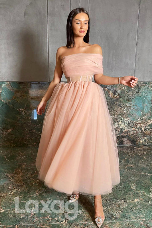 12159 - Unique Off-the-Shoulder Pink Tulle Vintage Homecoming Dress|LAXAG