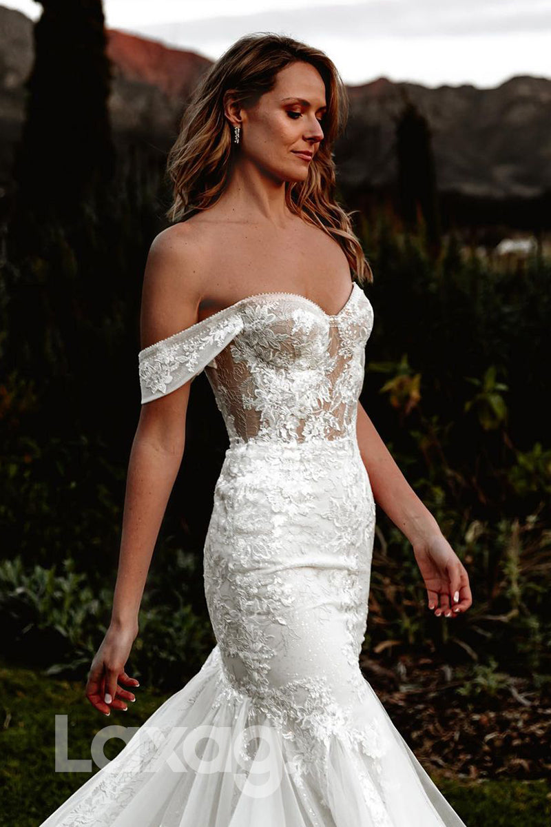 14574 - Off the Shoulder Romantic Lace Wedding Dress Mermaid Bridal Gown|LAXAG