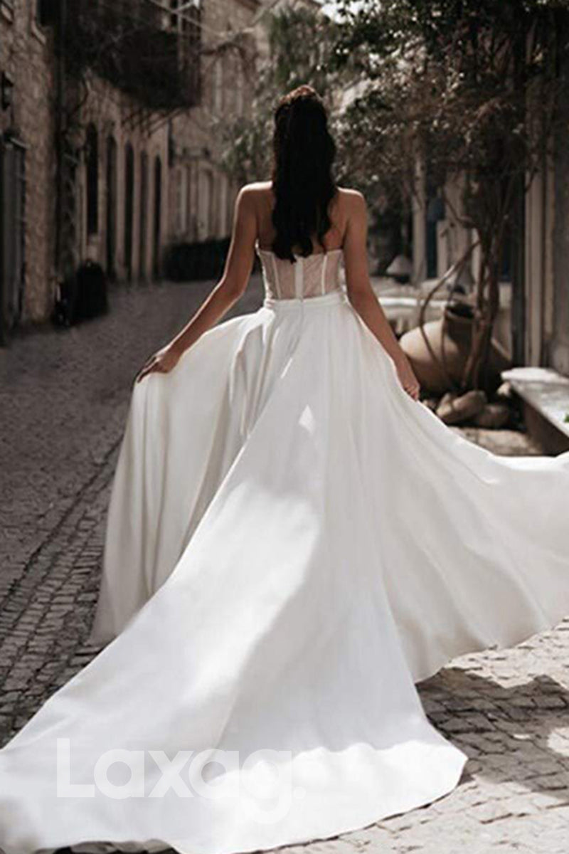 15559 - Sweetheart Bone Bodice Jumpsuit Wedding Dress With Overskirts
