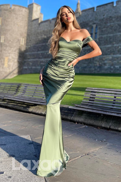 16773 - Off Shoulder Satin Mermaid Party Prom Dress