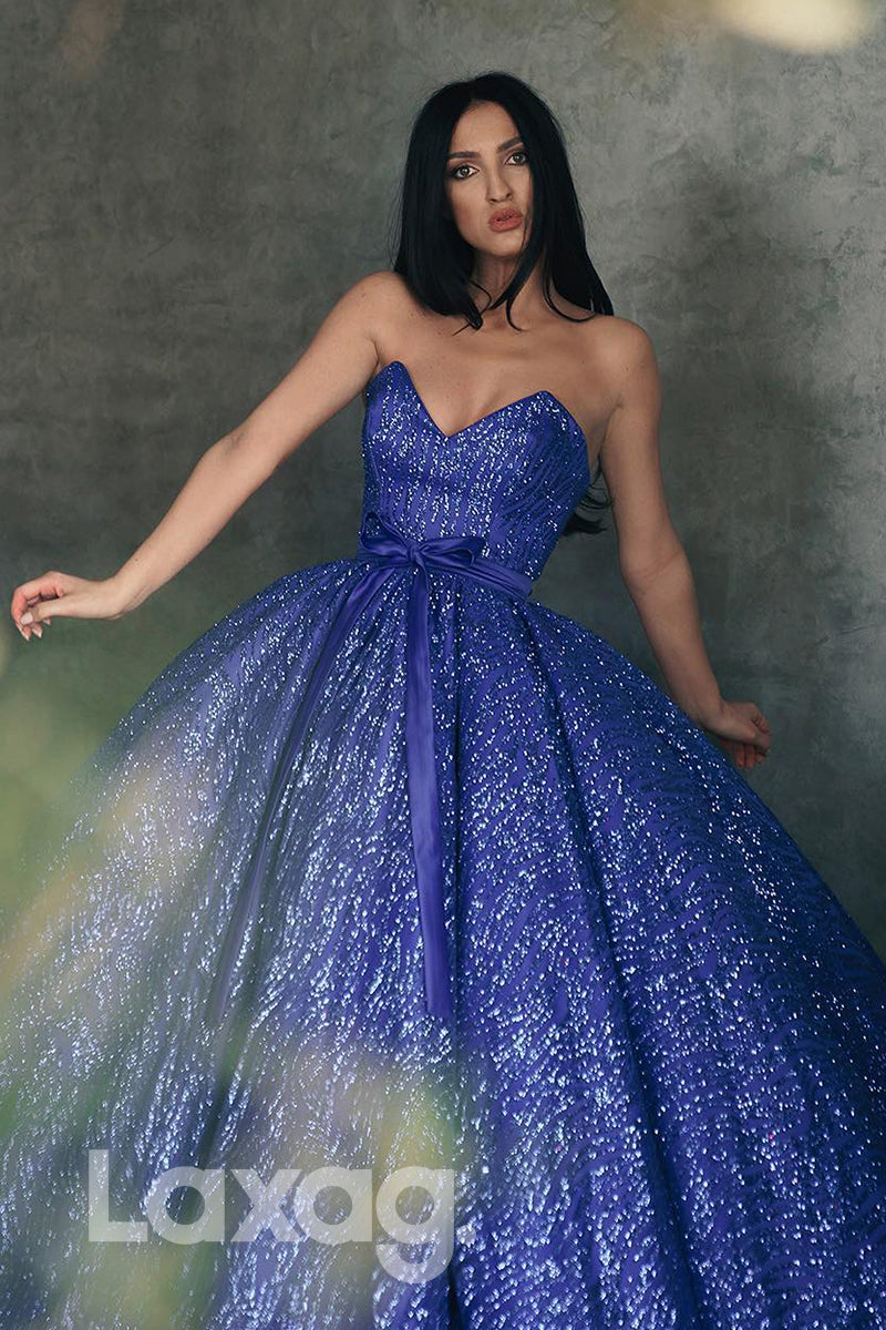 19746 - Sexy V-Neck Tulle Sparkly Prom Ball Gown with Pockets|LAXAG