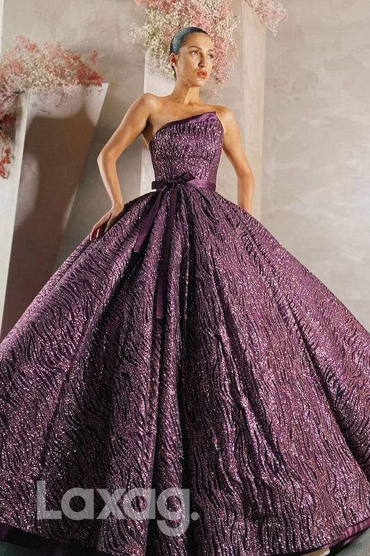 19751 - Unique Strapless Sequins Long Prom Ball gown with Pockets|LAXAG