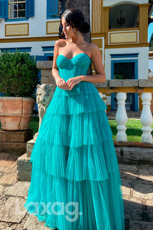20729 - Sweetheart Tulle Tiered Long Formal Evening Dress|LAXAG