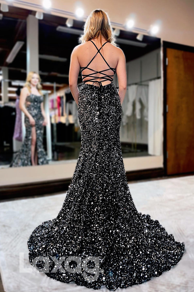20733 - Unique Scoop Sequins Sparkly Prom Dress Glitter|LAXAG