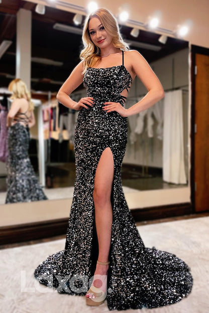20733 - Unique Scoop Sequins Sparkly Prom Dress Glitter|LAXAG