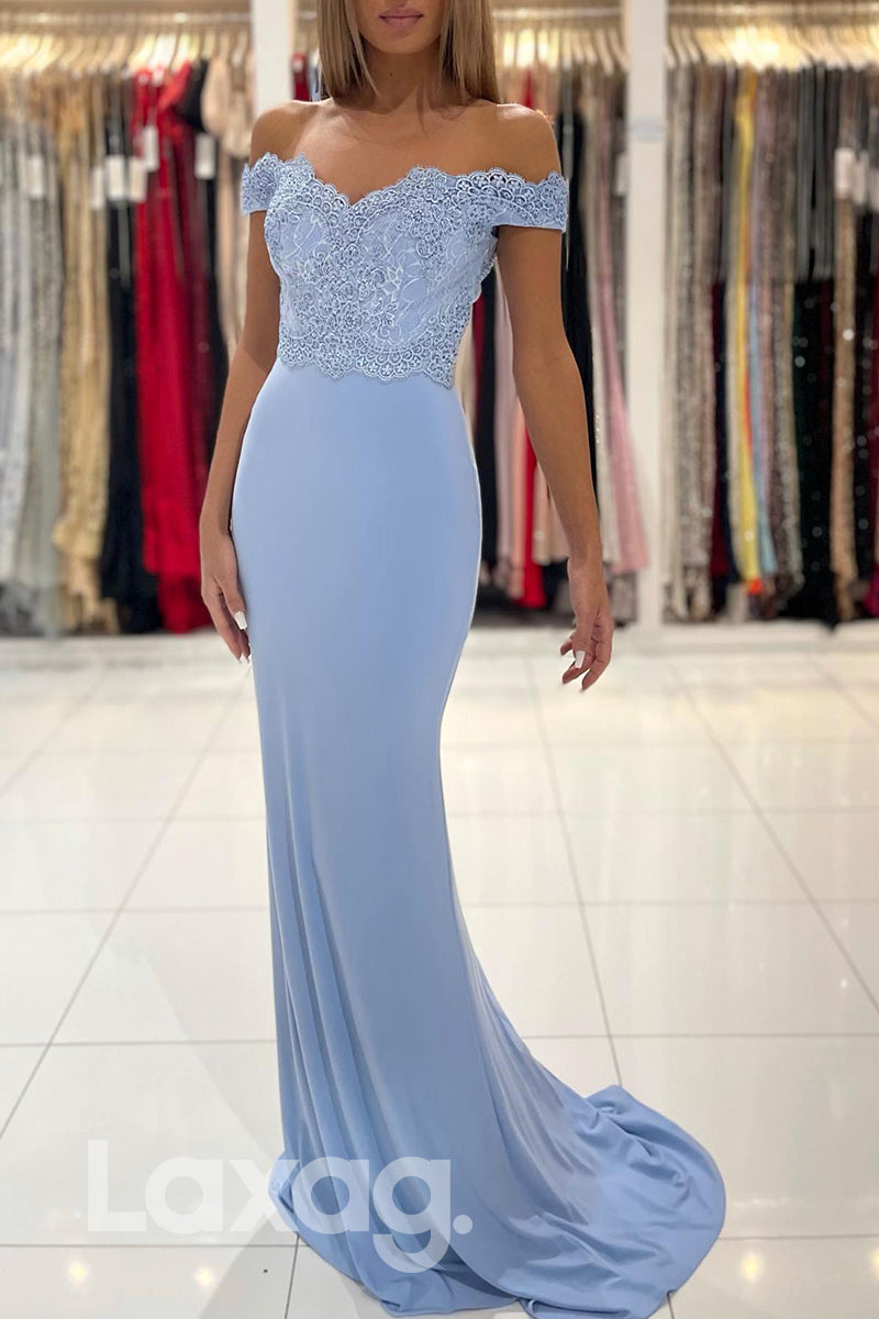 21709 - Off the Shoulder Lace Appliques Long Formal Evening Dress|LAXAG