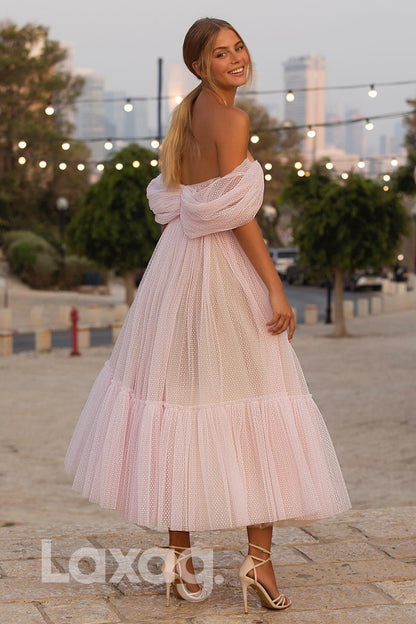 15780 - Off Shoulder Backless A-line Tulle Formal Dress