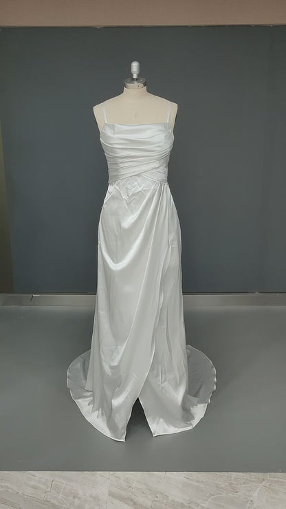 13557 - Spaghetti Front Split Mermaid Wedding Dress